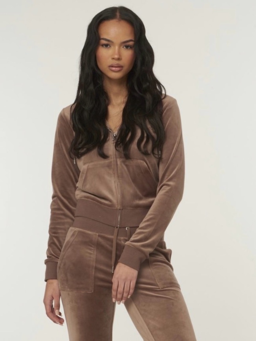 NWT Juicy Couture Brown Robertson Class Velour Full Zip Hoodie Jacket Size XL